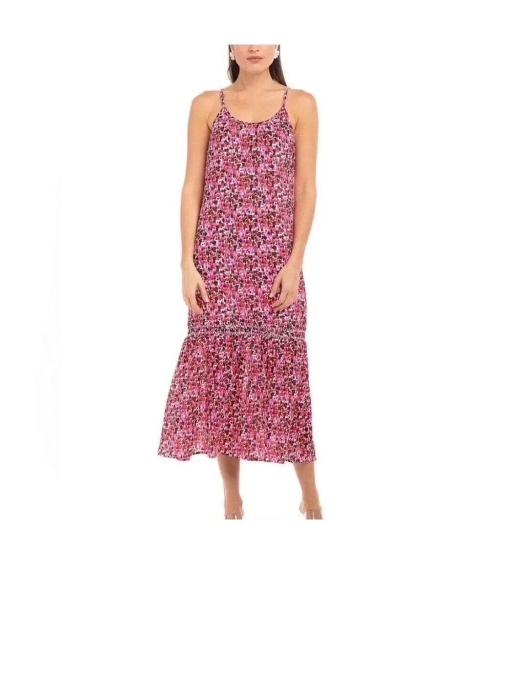 Anna Cate Lizzy Maxi Ruffle Dress Pink Confetti Print XS